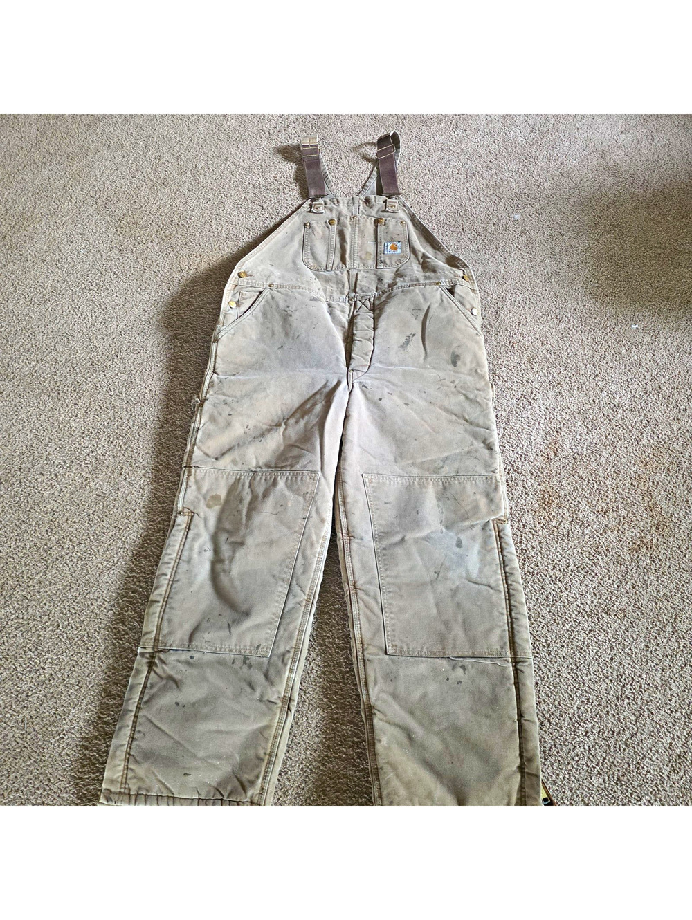 Vintage Carhartt BQ186 Double Knee Insulated Bib Overalls 42x30 USA Made